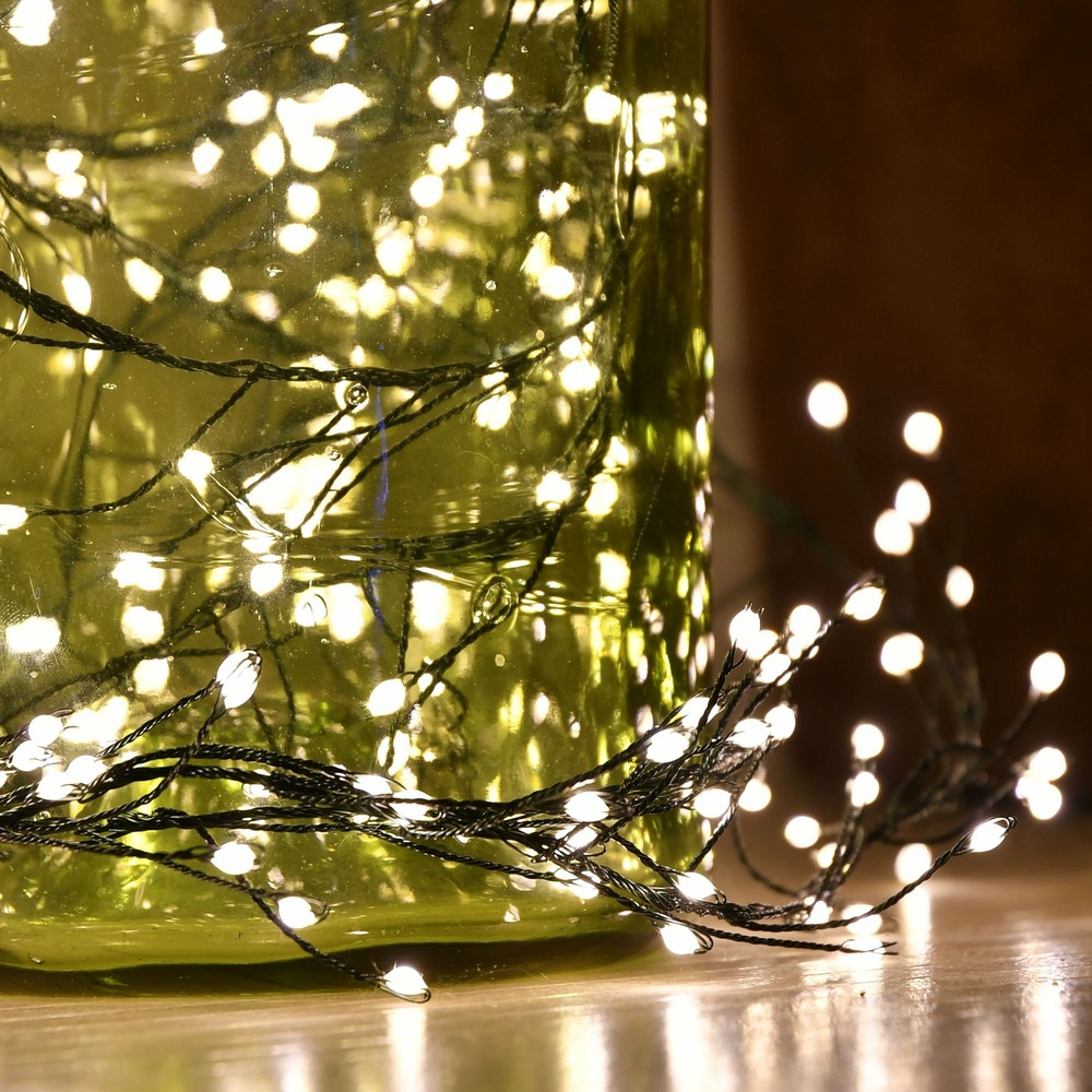 Guirlande boa microled blanc chaud - 600 câble vert - 480 microled - chromex