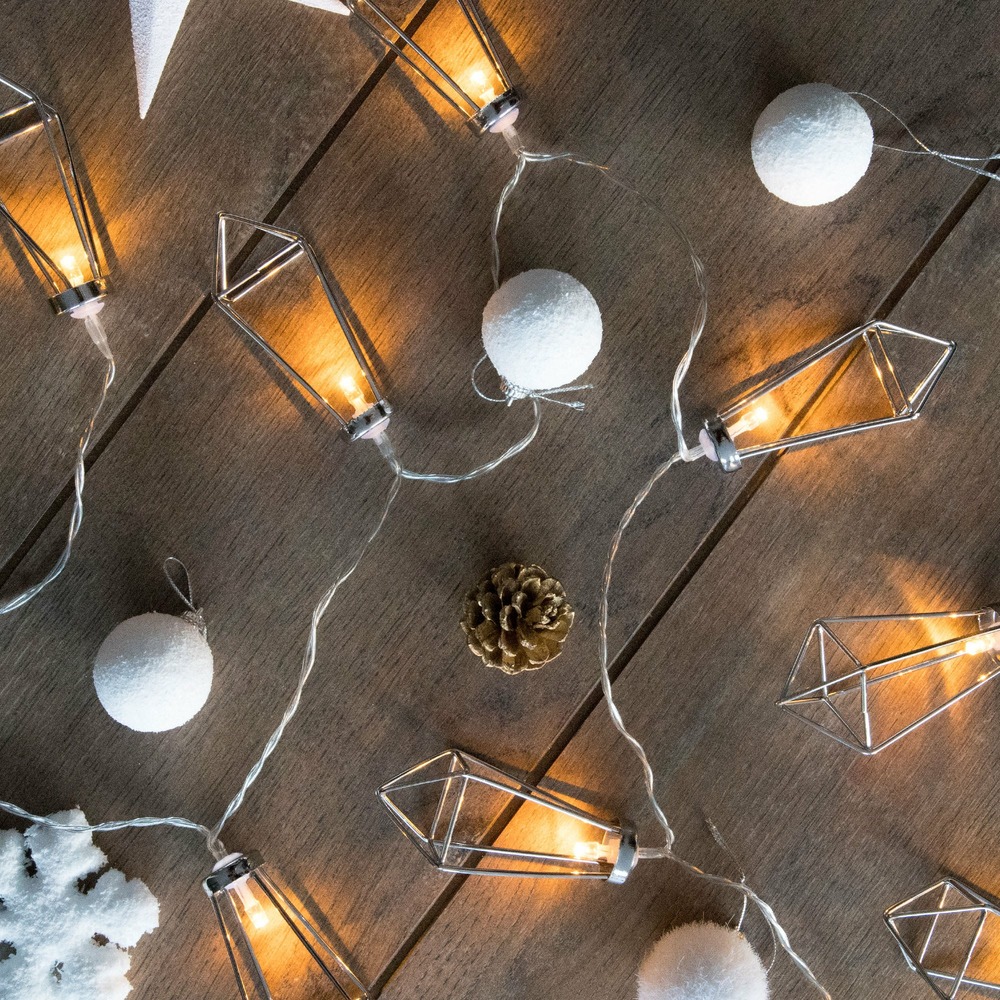 Guirlande prismoled métal argenté - led blanc chaud - à piles - chromex