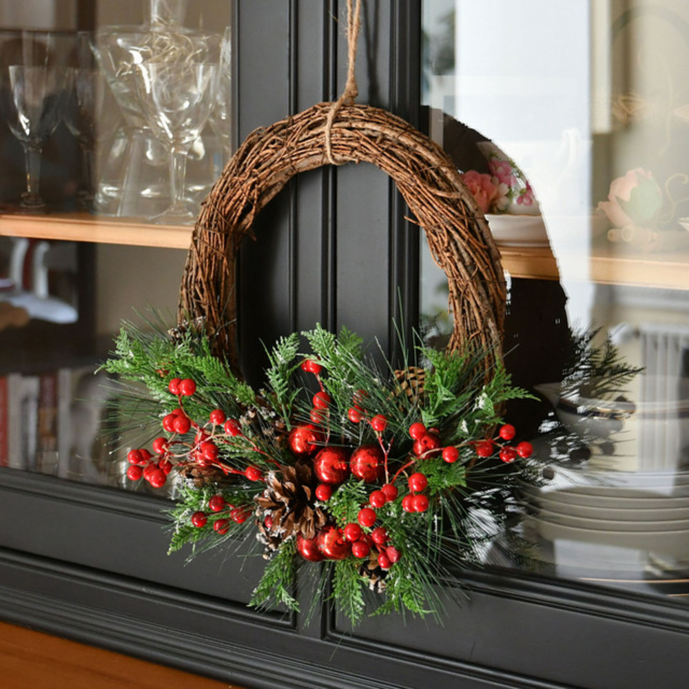 Couronne de noël berry - ø35cm - intérieur - chromex