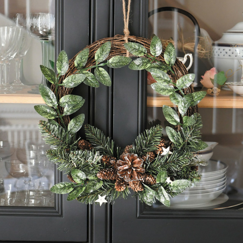 Couronne de noël badiane - ø35cm - intérieur - chromex