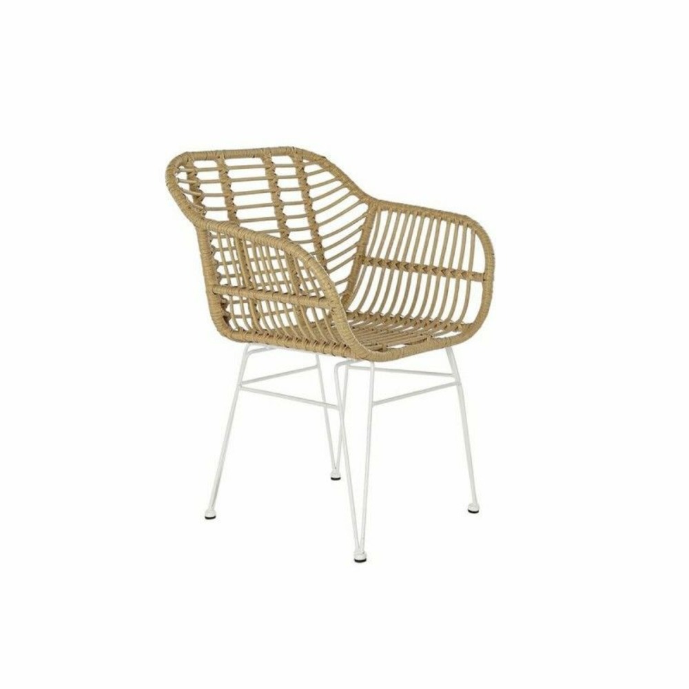 Chaise de jardin thyann marron métal rotin synthétique blanc (57 x 62 x 81 cm)
