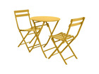 Salon de jardin rond en métal greensboro ø 60 cm moutarde avec 2 chaises
