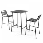 Ensemble table de bar et 2 chaises hautes en métal gris