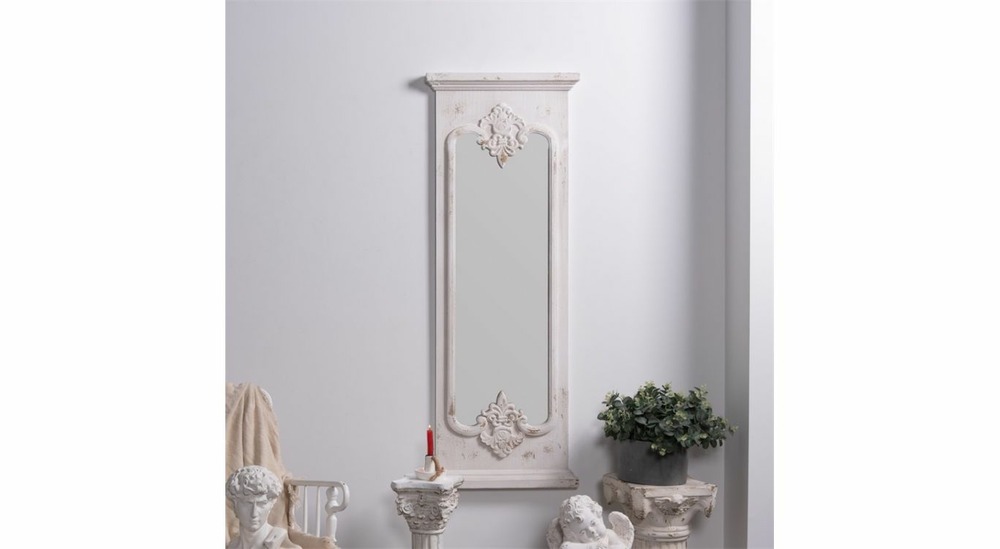 Grand miroir bois blanc 55x5.5x149cm - bois, mdf