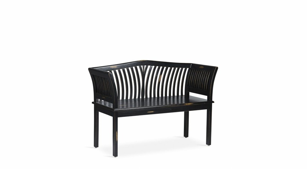 Banc 2 places bois noir 117x47x76cm