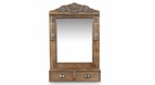 Miroir ancien rectangulaire vertical bois 2 tiroirs 54.5x10.5x83.5cm - marron