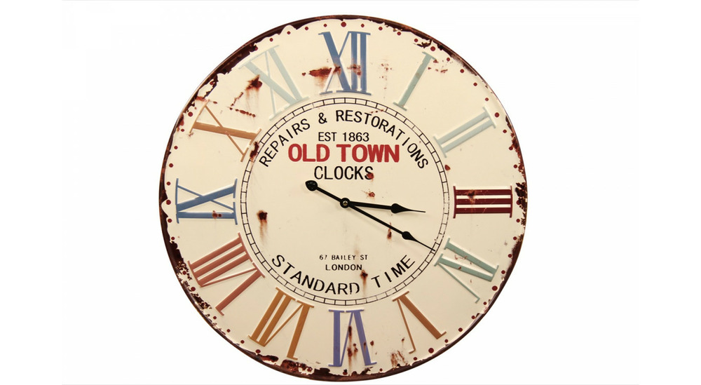 Horloge ancienne métal old town clocks 58cm blanc Truffaut