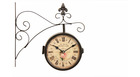 Horloge de gare ancienne double face au bon marché 16cm - fer forgé - blanc