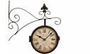 Horloge de gare ancienne double face jardin de monceau 16cm - fer forgé - blanc