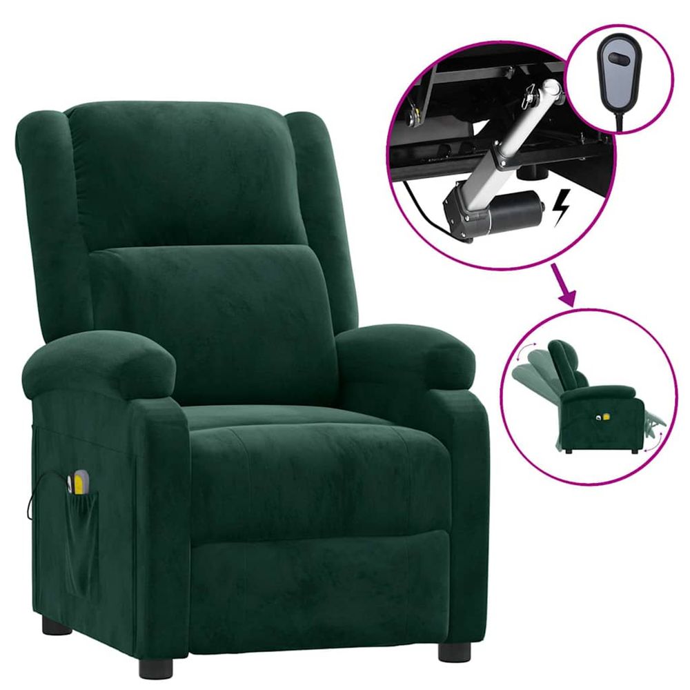 Fauteuil électrique de massage vert foncé velours