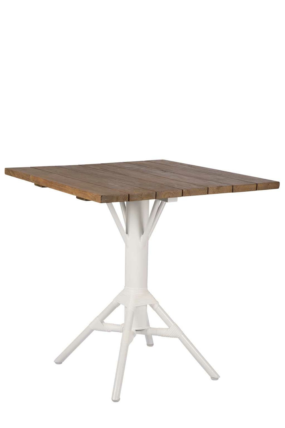Table bistro carrée pied en aluminium blanc