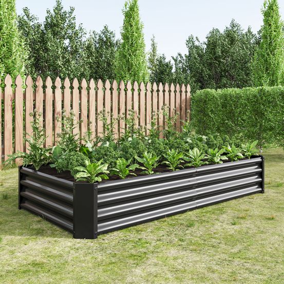 Carré potager métal acier galvanisé jardin légumes fleurs 180x90cm noir