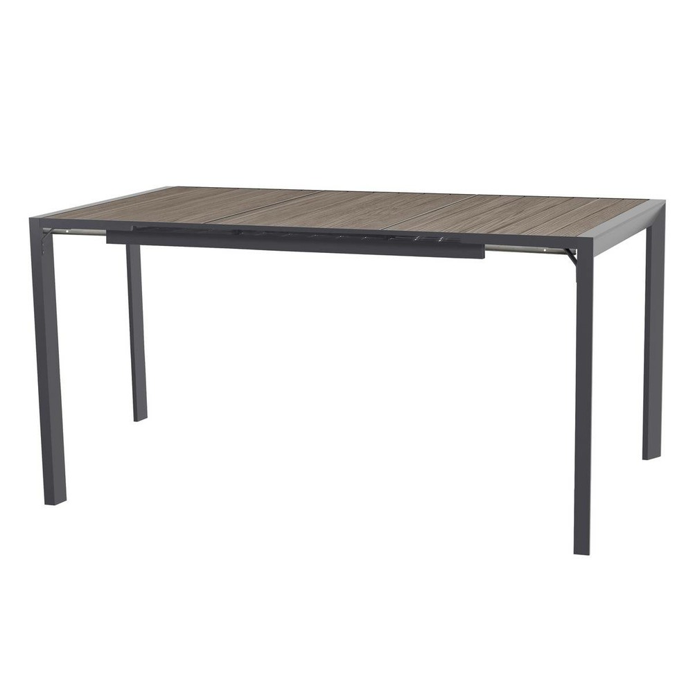Table haute extensible de jardin évasion seigle effet bois & graphite