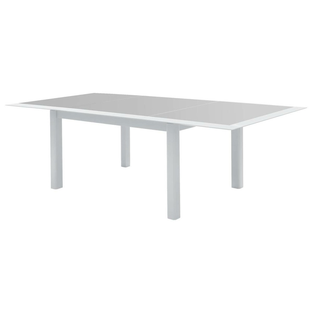 Table de jardin extensible allure gris & blanc