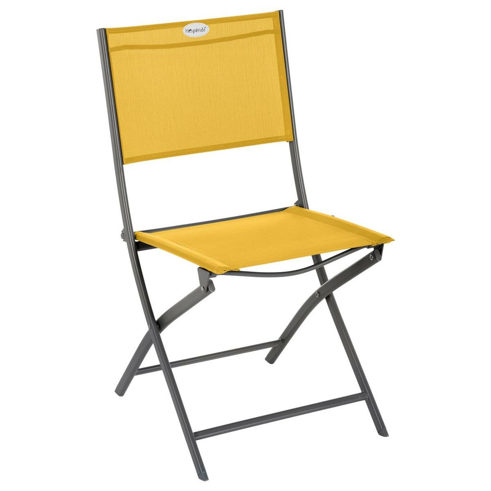 Lot de 4 chaises de jardin pliantes modula jaune moutarde & graphite