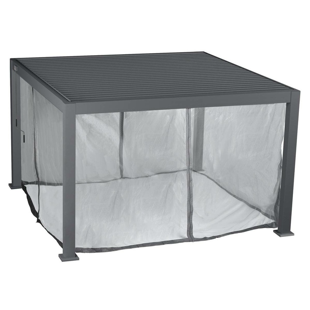 Kit de rideaux et de rails pour tonnelle evora petit modèle (4 doubles rails, 4 rideaux et 4 moustiquaires)