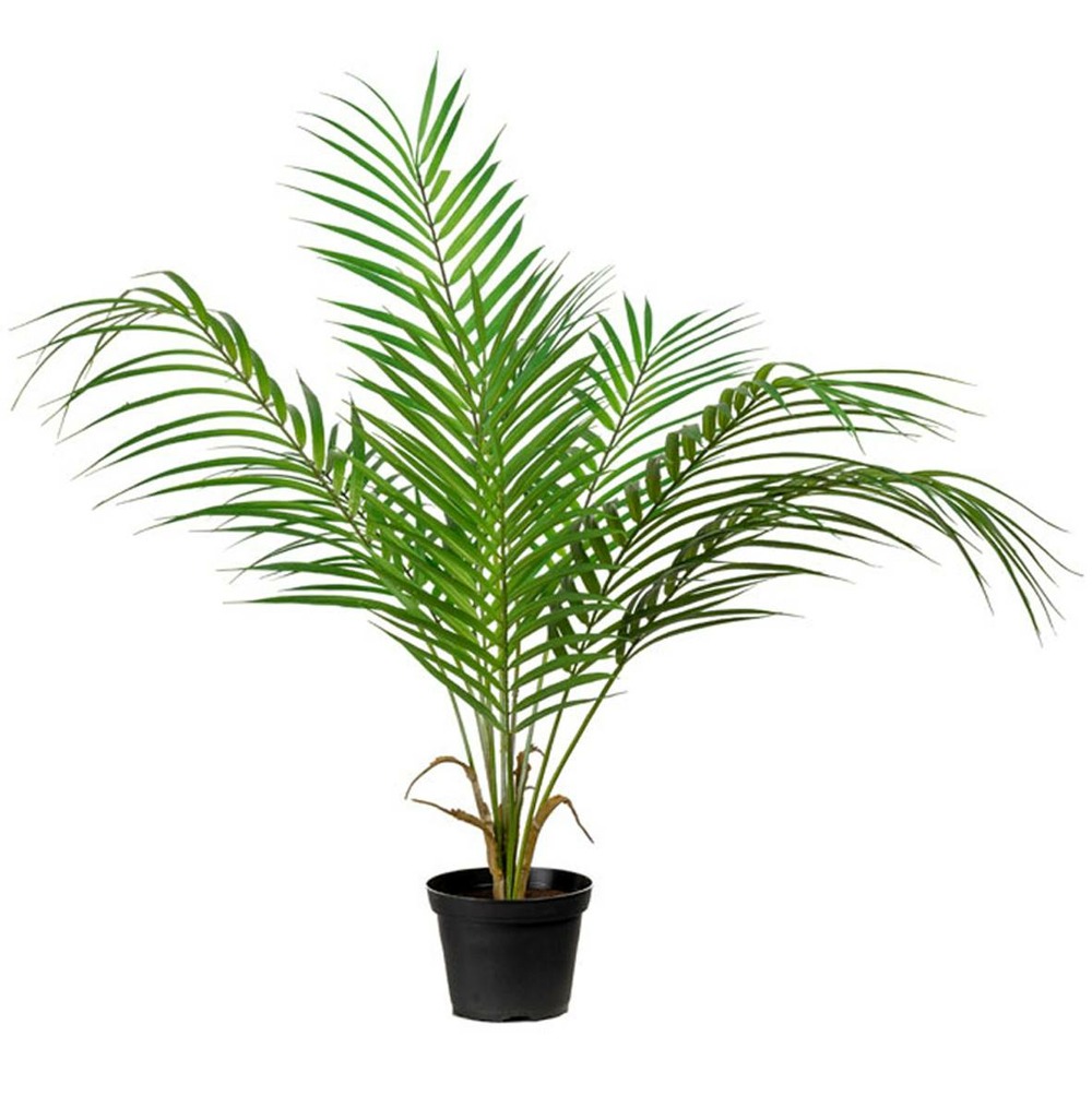 Palmier areca artificiel, grandes palmes, en pot h 55 cm, d 48 cm