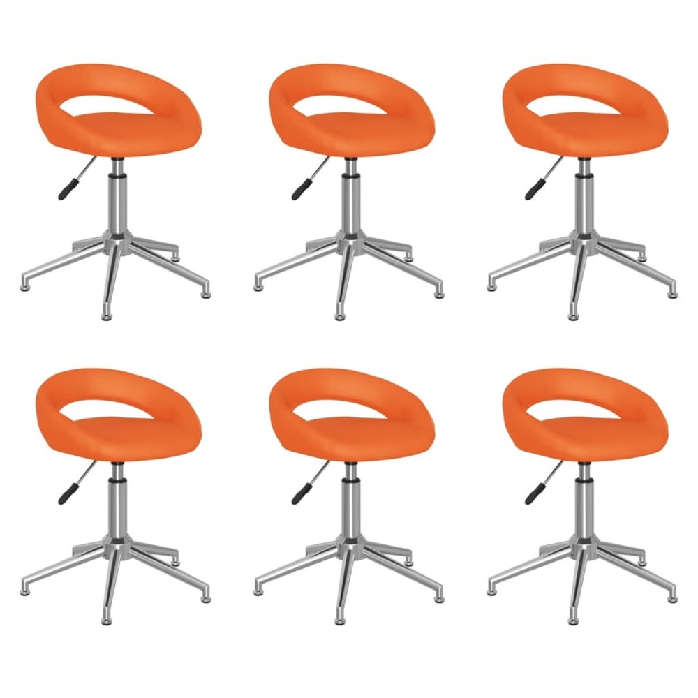 Chaises pivotantes à manger lot de 6 orange similicuir