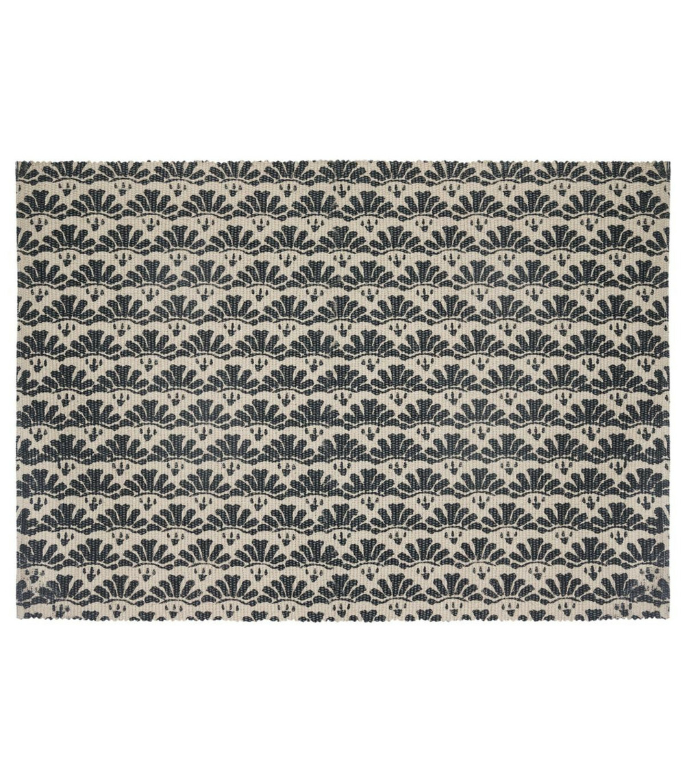 Tapis décoratif en coton imprimé gris foncé 60 x 90 cm