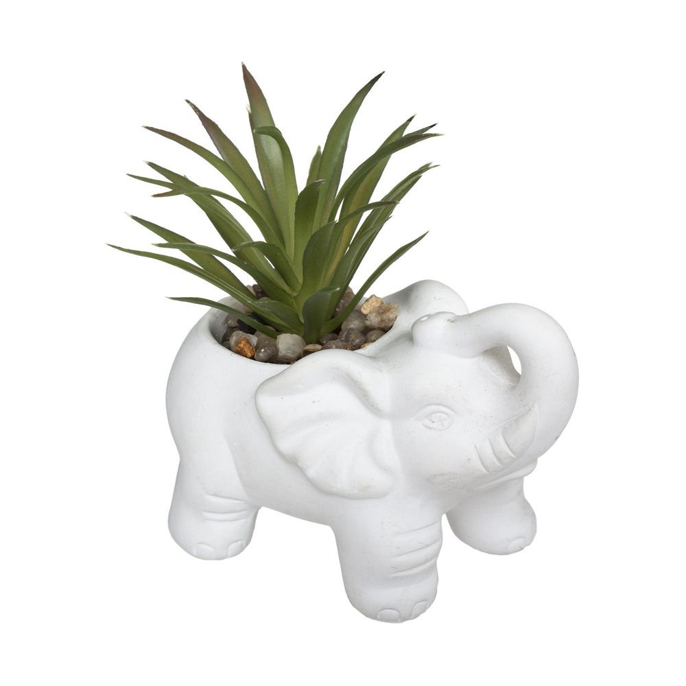 Plante grasse artificielle dans pot en ciment éléphant h 10 cm