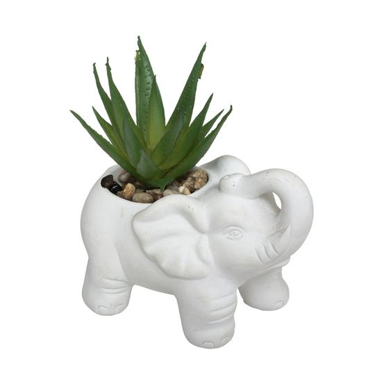Plante grasse artificielle dans pot en ciment éléphant h 10 cm