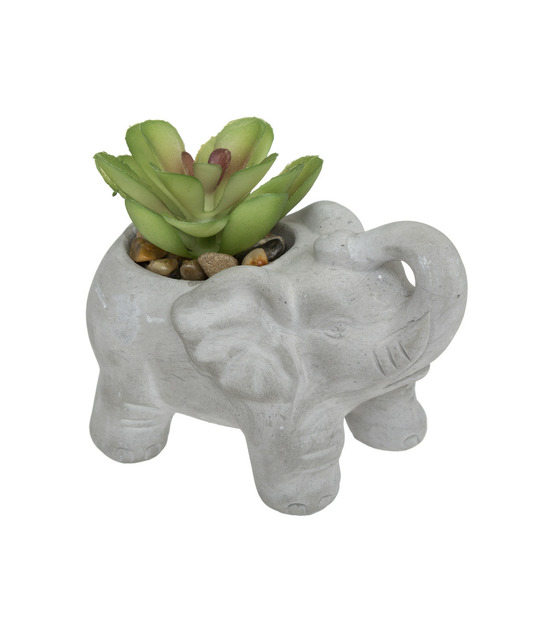 Plante grasse artificielle dans pot en ciment éléphant h 10 cm