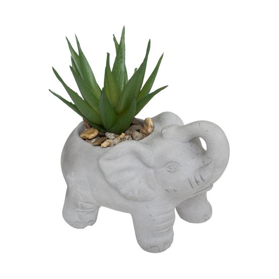 Plante grasse artificielle dans pot en ciment éléphant h 10 cm