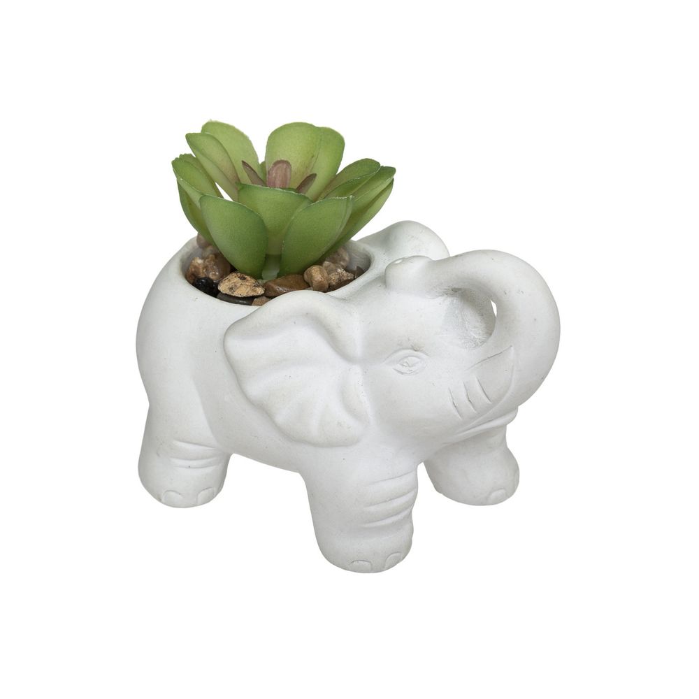 Plante grasse artificielle dans pot en ciment éléphant h 10 cm