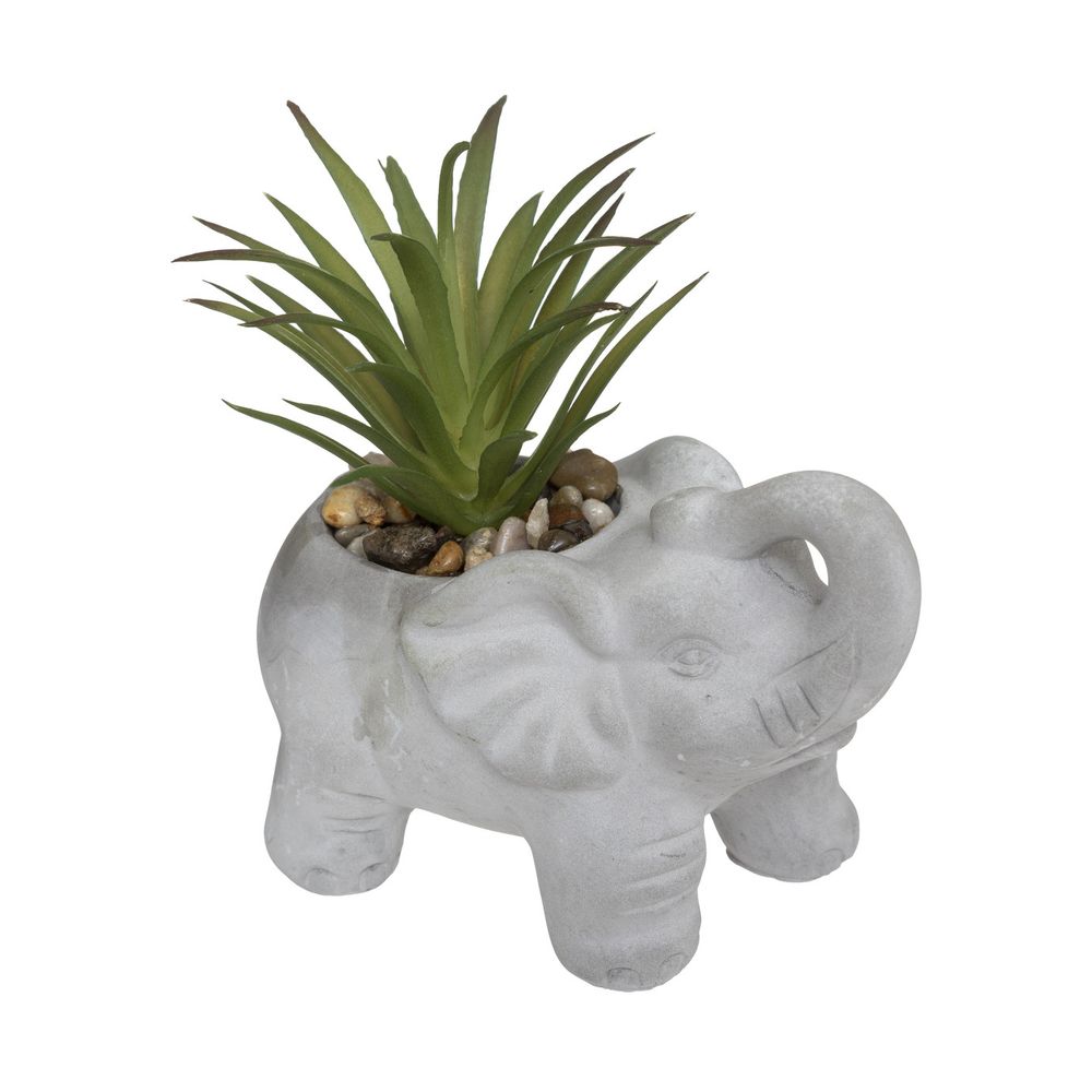 Plante grasse artificielle dans pot en ciment éléphant h 10 cm