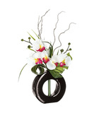 Composition florale artificielle d'orchidées avec vase céramique h 44 cm