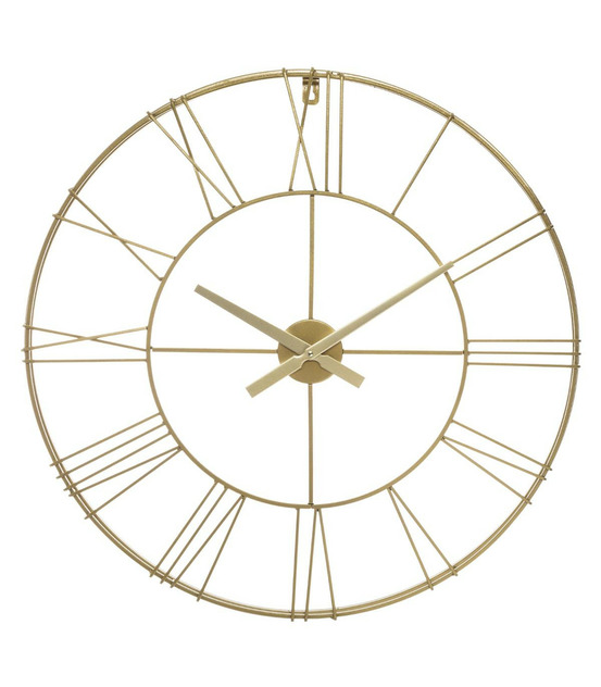 Grande pendule murale effet 3d en métal doré d 70 cm