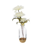 Composition florale artificielle vase en verre d 8 x h 35,5 cm