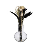 Composition de fleurs séchées vase en verre d. 10 x h. 27 cm