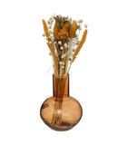 Composition de fleurs séchées vase en verre d. 10 x h. 27 cm