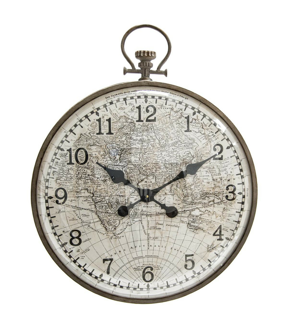 Pendule murale en métal rétro et verre bombé d 55 cm