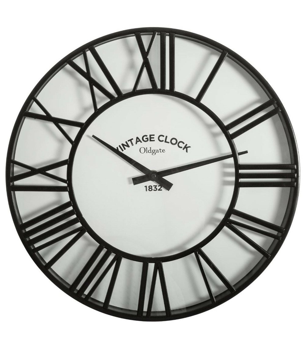 Pendule murale noir rétro et vintage d 35 cm