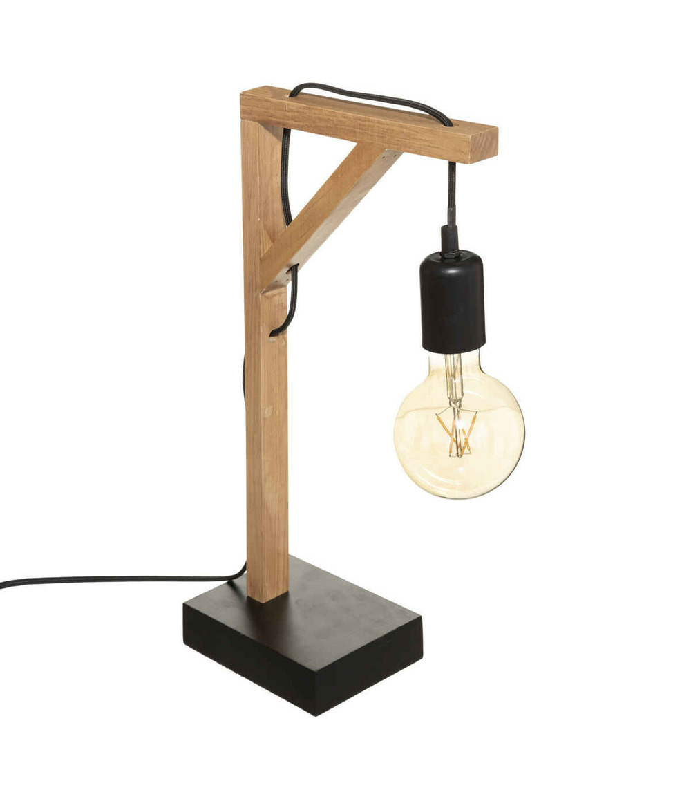 Lampe à poser en bois de pin h 46 cm