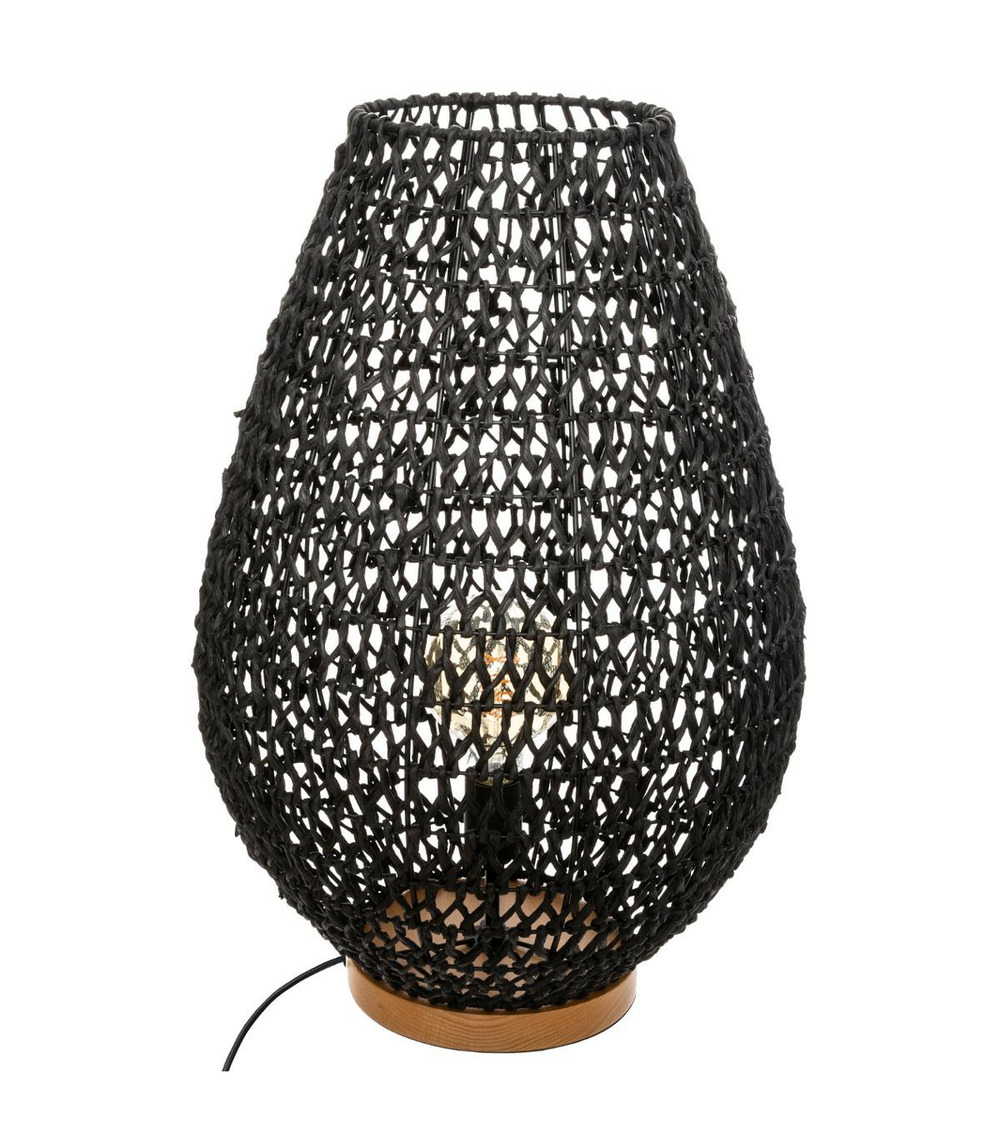Lampe à poser en métal et socle en bois h 55 cm