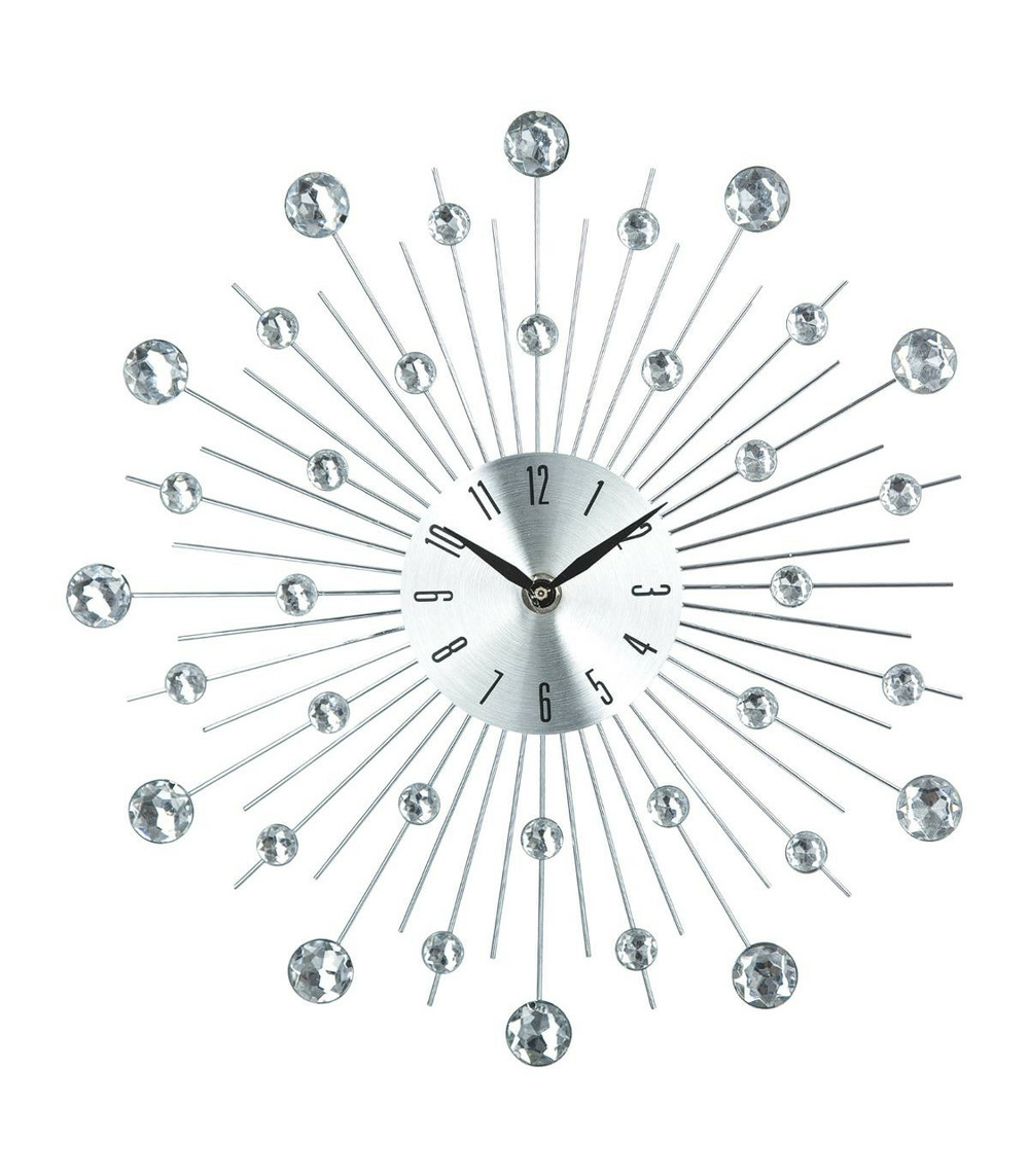 Pendule murale en métal et strass d 33 cm