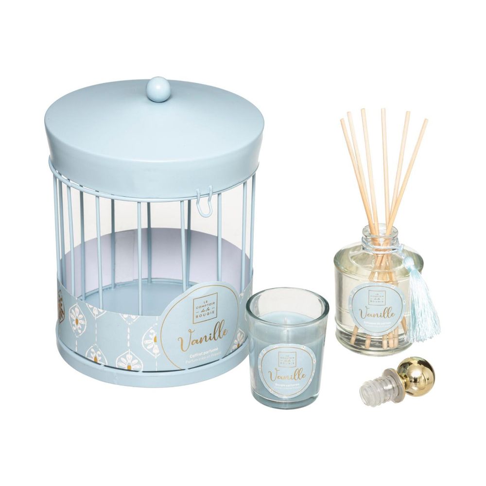 Coffret senteur 1 diffuseur de parfum 6 bâtonnets 1 bougie parfumée ...