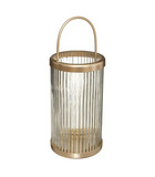 Lanterne en verre strié et métal doré h 30 cm