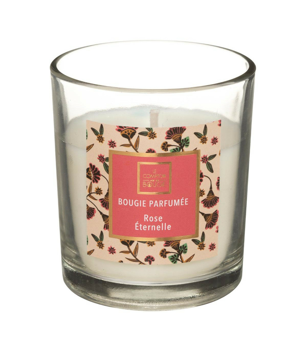 Bougie parfumée rose éternelle pot en verre 110 g