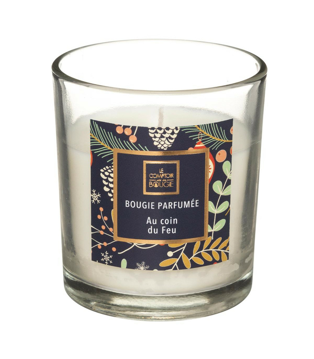 Bougie parfumée au coin du feu pot en verre 110 g
