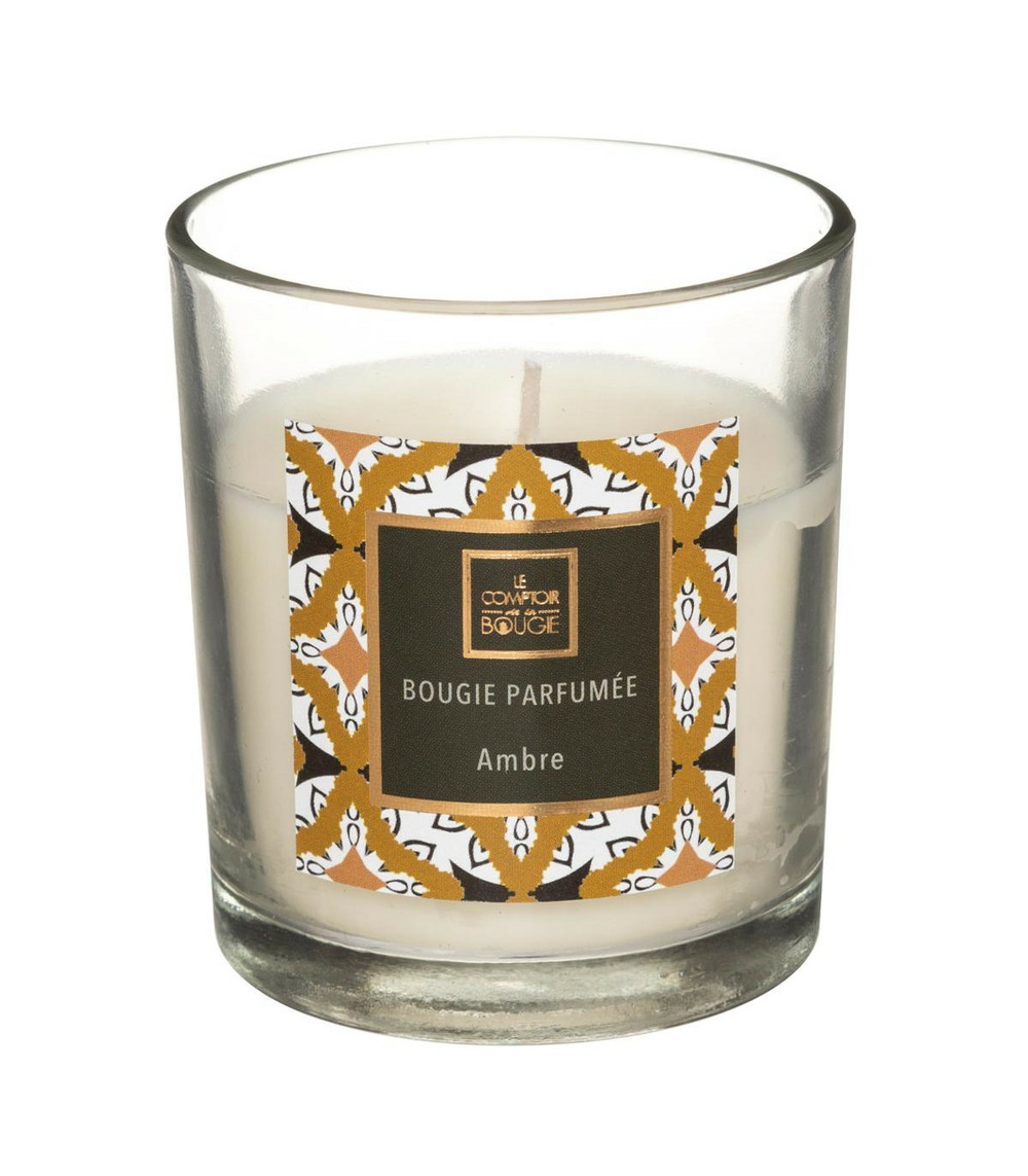 Bougie parfumée ambre pot en verre 110 g