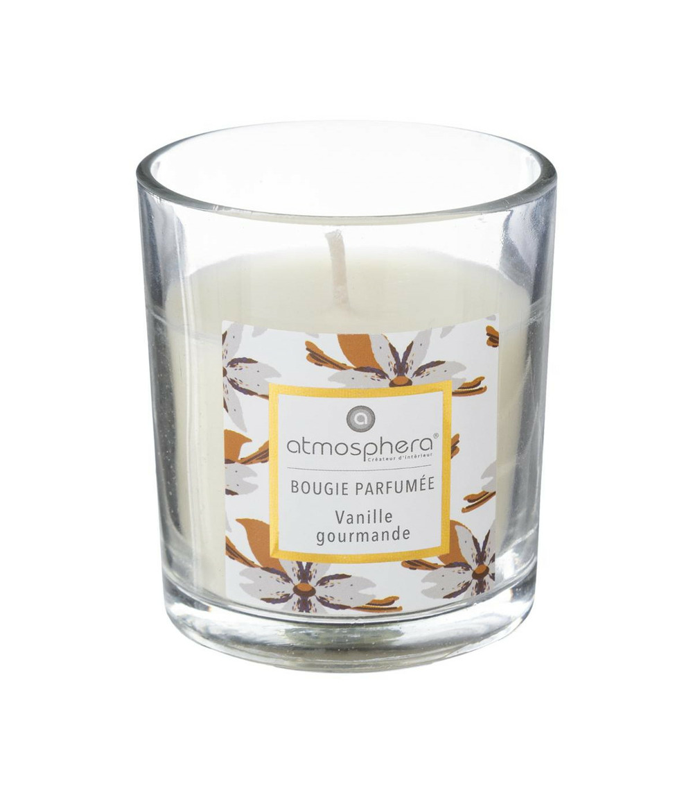 Bougie parfumée vanille gourmande pot en verre 110 g