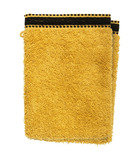 Lot de 2 gants de toilette en coton jaune ocre tissu éponge 15 x 21 cm