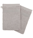 Lot de 2 gants de toilette en coton taupe  tissu éponge 15 x 21 cm
