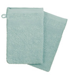 Lot de 2 gants de toilette en coton vert givré tissu éponge 15 x 21 cm