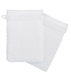 Lot de 2 gants de toilette en coton blanc tissu éponge 15 x 21 cm