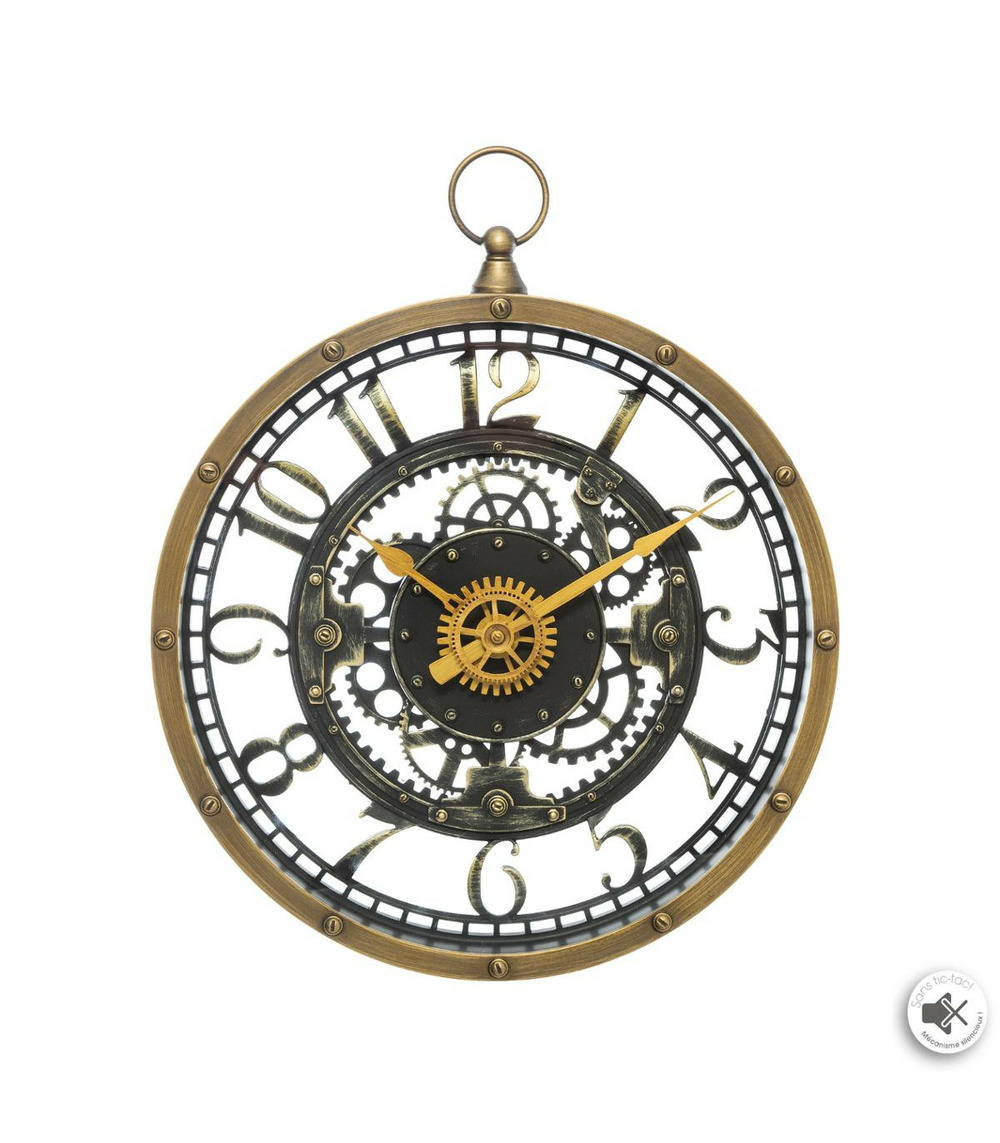 Pendule murale avec mécanisme apparent et forme gousset d 27 cm